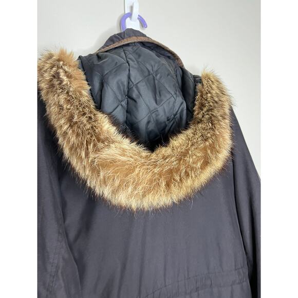 Woolrich Vintage Black Extra Long Parka Jacket w/ Detatchable Fur In Black - Picture 6 of 16